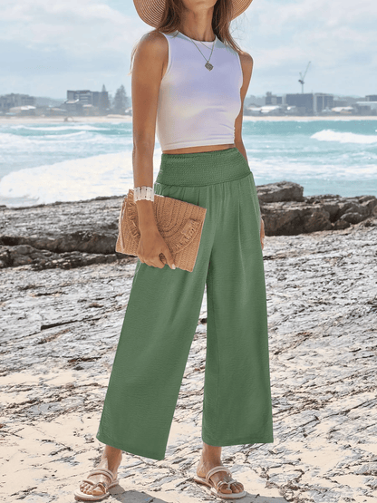 Women's Comfort Pleated Waist Wide Leg Pants