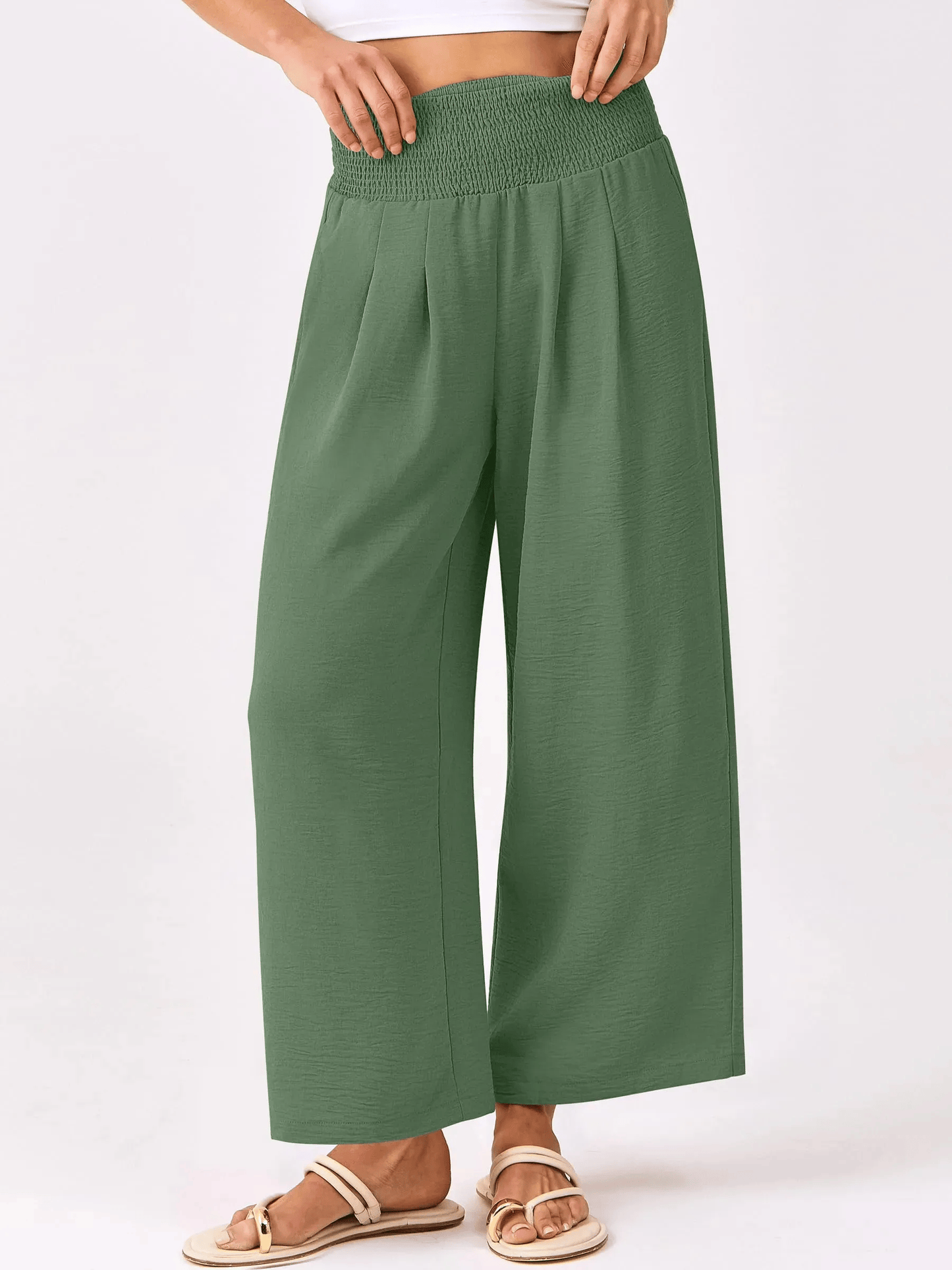 Women's Comfort Pleated Waist Wide Leg Pants