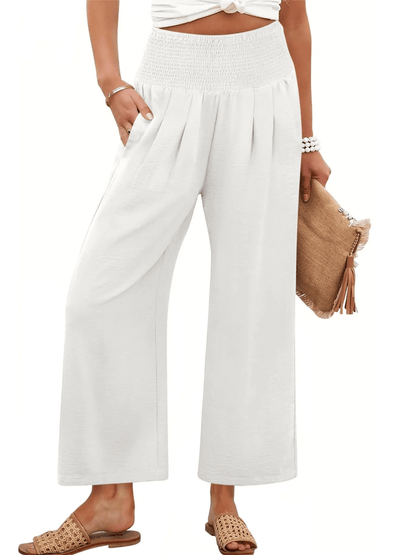 Women's Comfort Pleated Waist Wide Leg Pants
