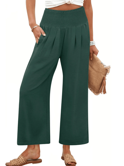 Women's Comfort Pleated Waist Wide Leg Pants