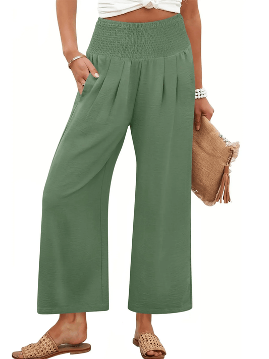 Women's Comfort Pleated Waist Wide Leg Pants