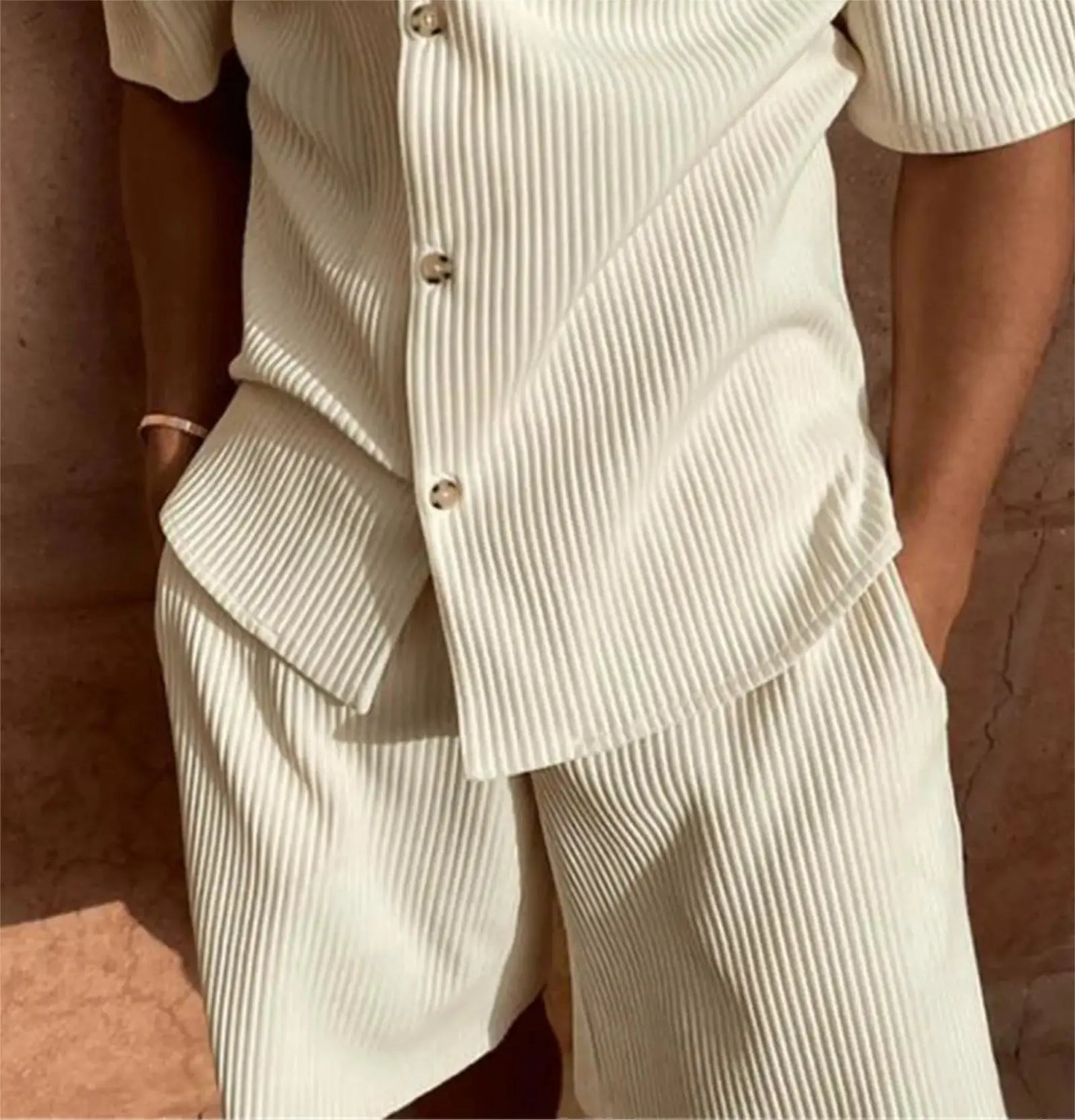 Refined Corduroy Shirt & Shorts Set - Arvenis Co.