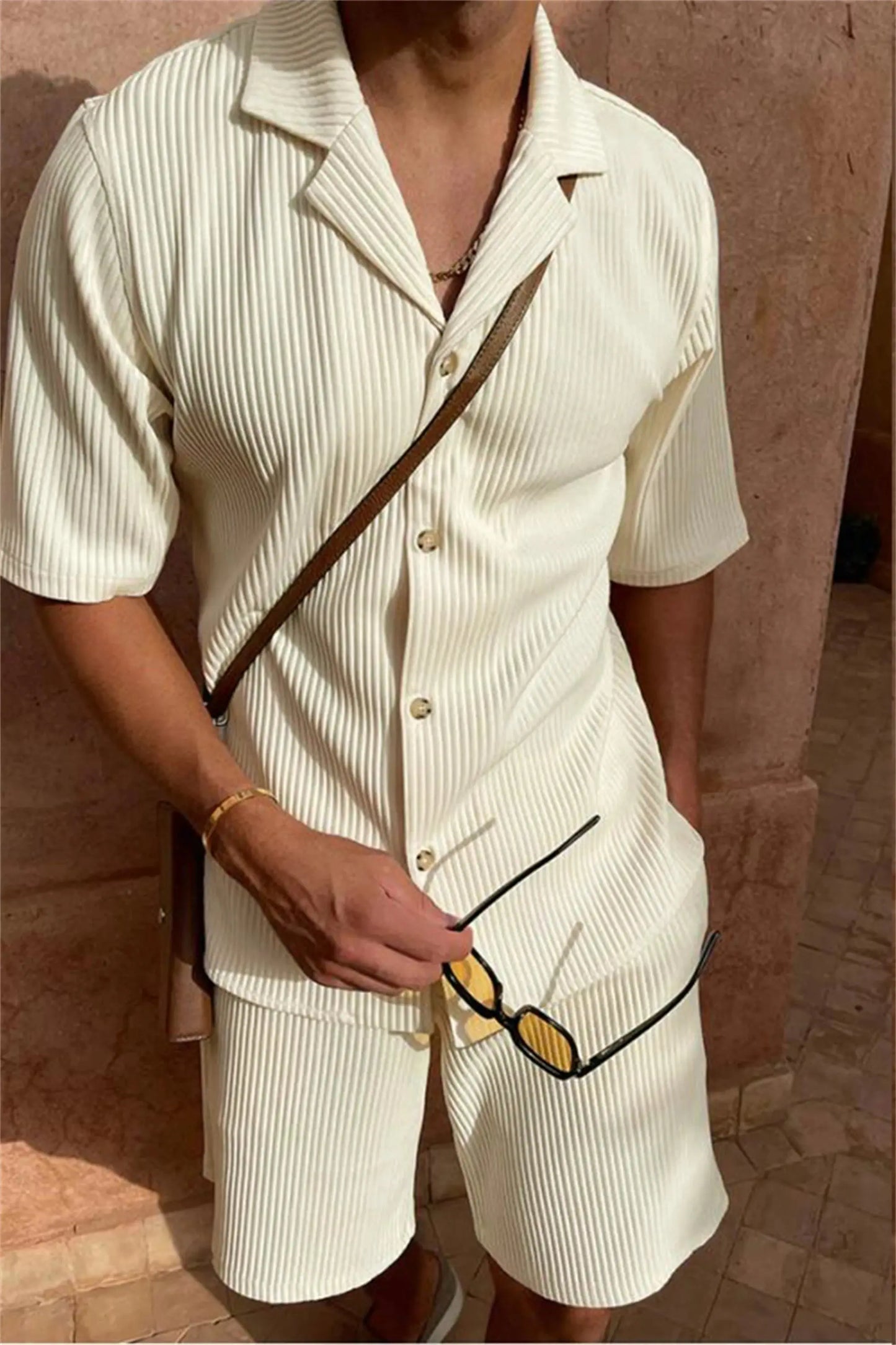 Refined Corduroy Shirt & Shorts Set - Arvenis Co.