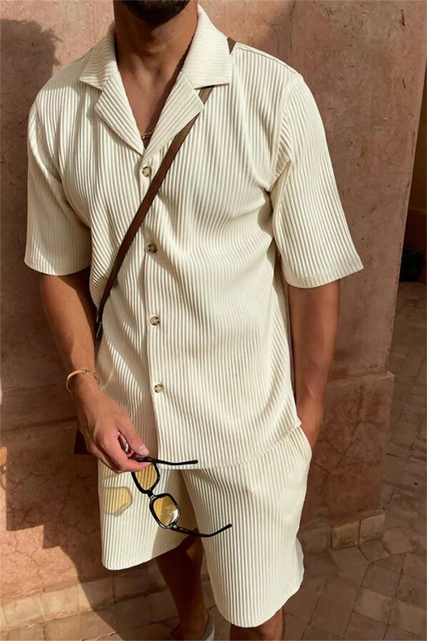 Refined Corduroy Shirt & Shorts Set - Arvenis Co.