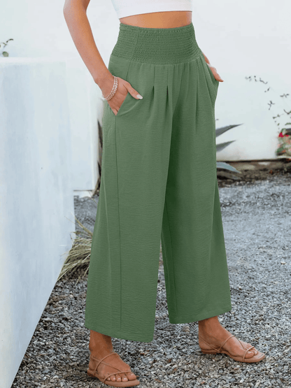 Women's Comfort Pleated Waist Wide Leg Pants