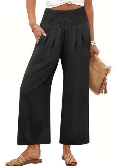 Women's Comfort Pleated Waist Wide Leg Pants