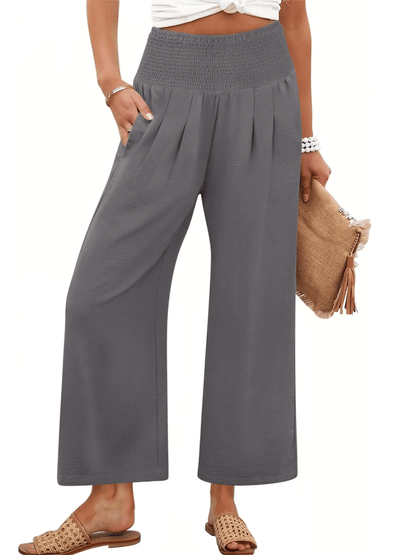 Women's Comfort Pleated Waist Wide Leg Pants